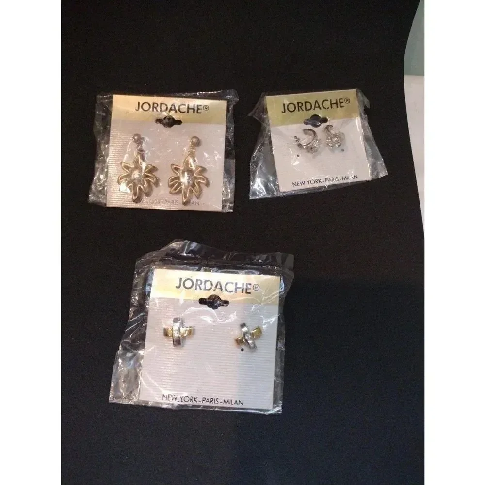 Lot of three pairs of costume jewelry earrings